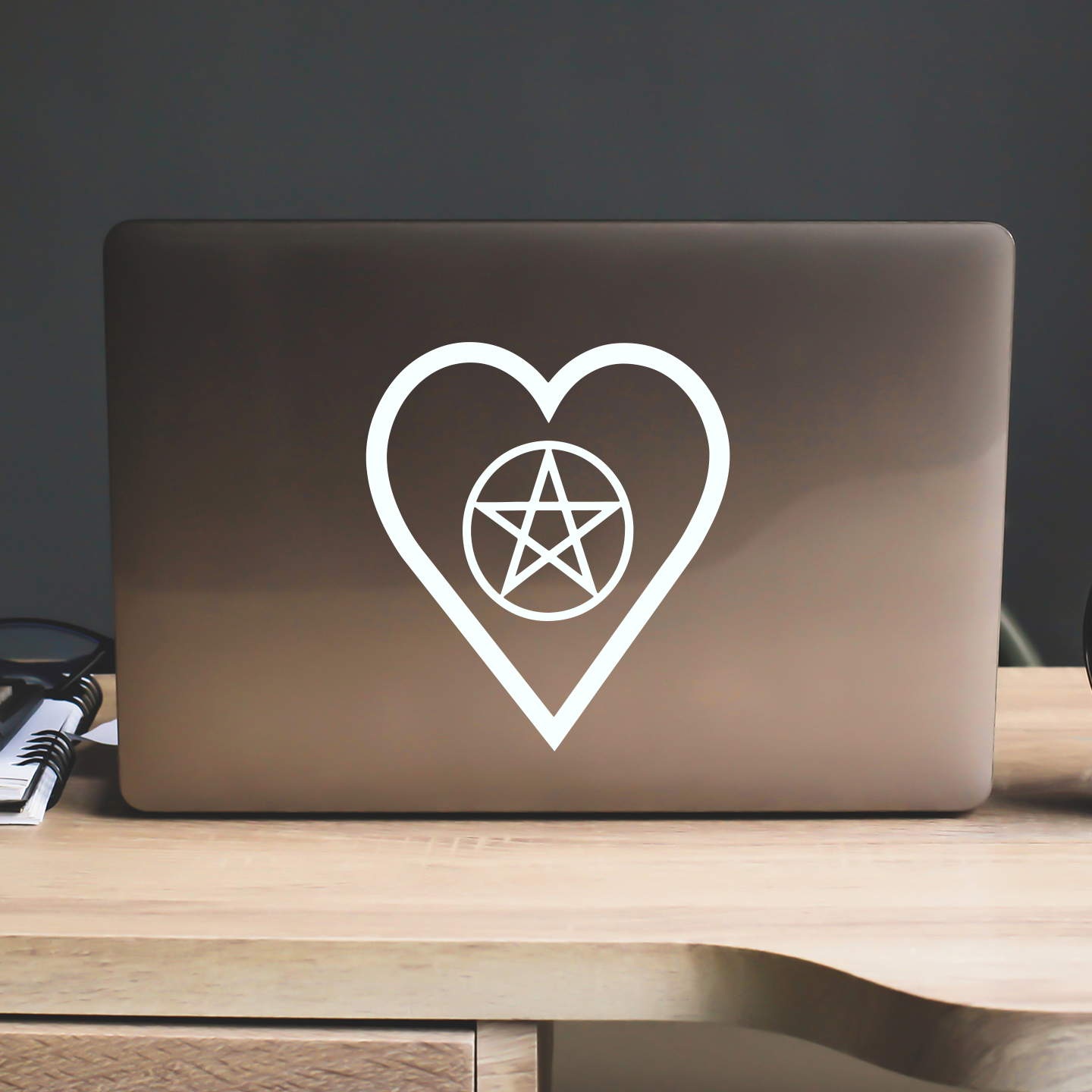 Pentagram Heart Sticker