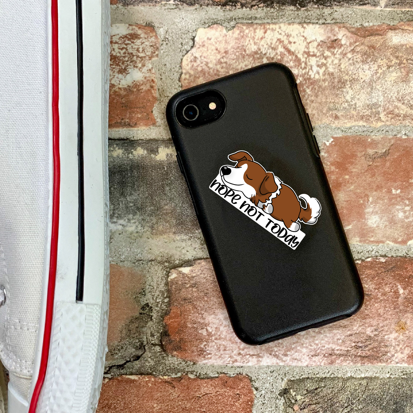 Red Border Collie Nope Not Today Sticker