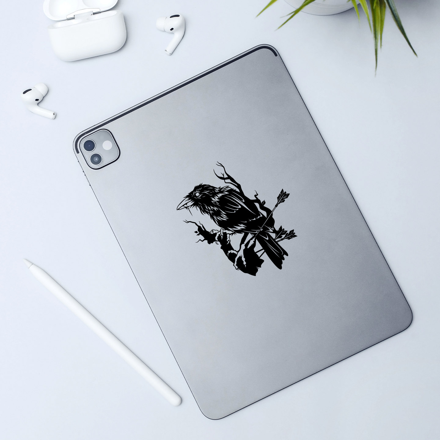 Black Raven With Arrows Sticker