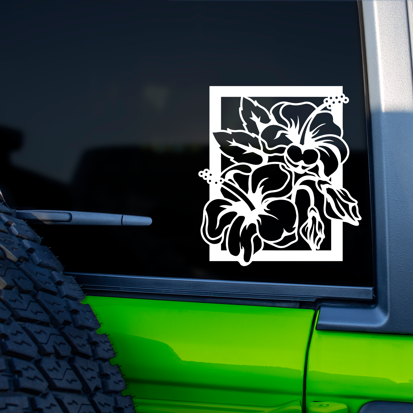 Retro Hibiscus Flowers Sticker