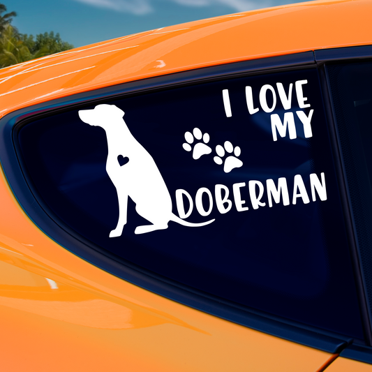 I Love My Doberman Sticker