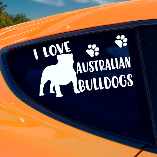 I Love Australian Bulldogs Sticker