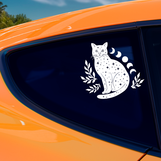 Moon Phases Cat Sticker