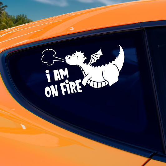 Dragon I'm On Fire Sticker