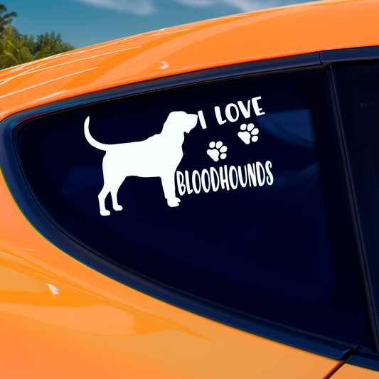 I Love Bloodhounds Sticker