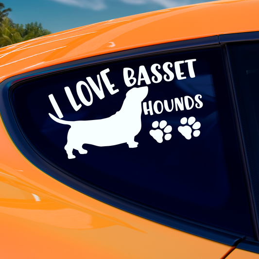 I Love Basset Hounds Sticker