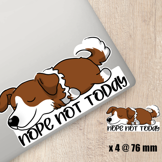 Red Border Collie Nope Not Today Sticker