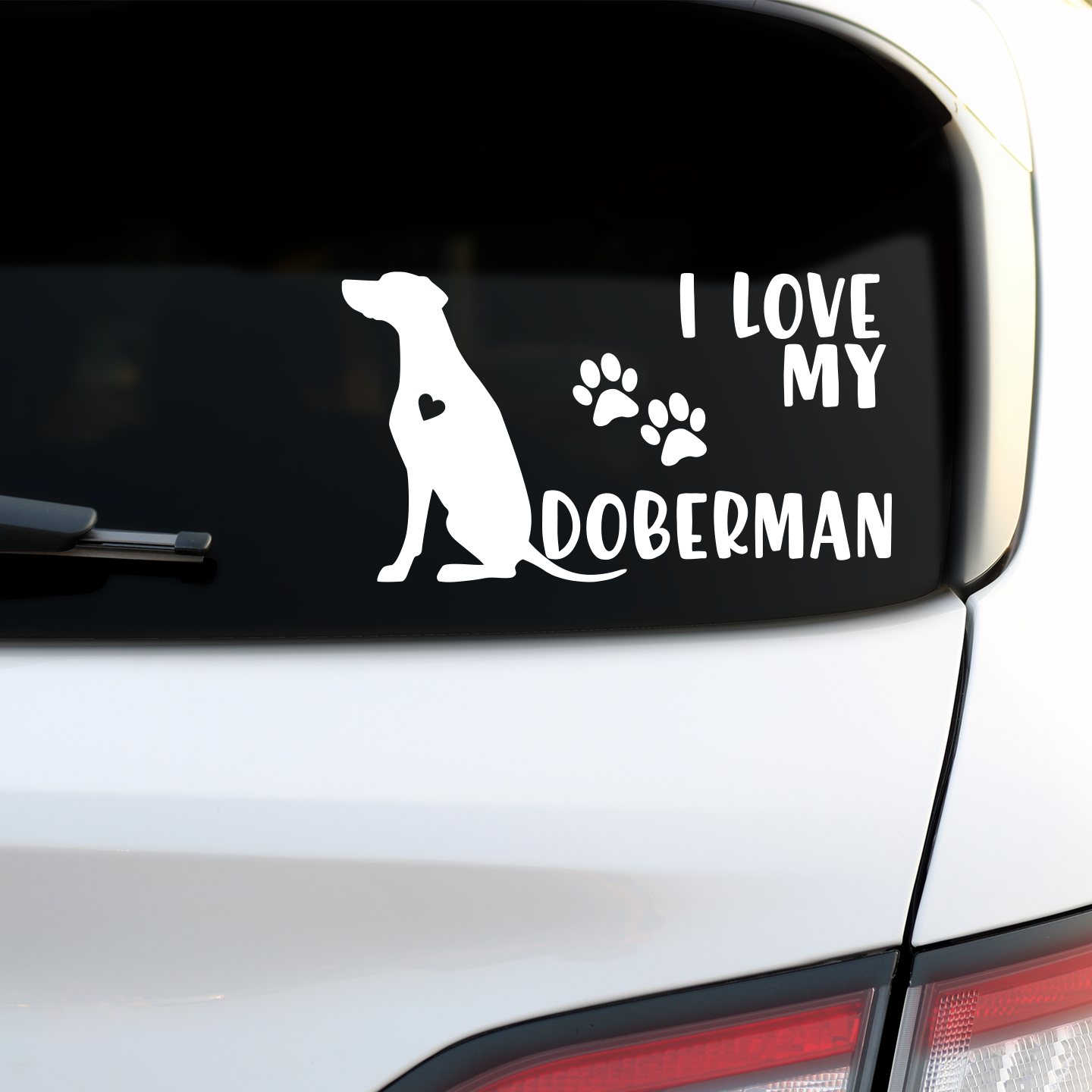 I Love My Doberman Sticker