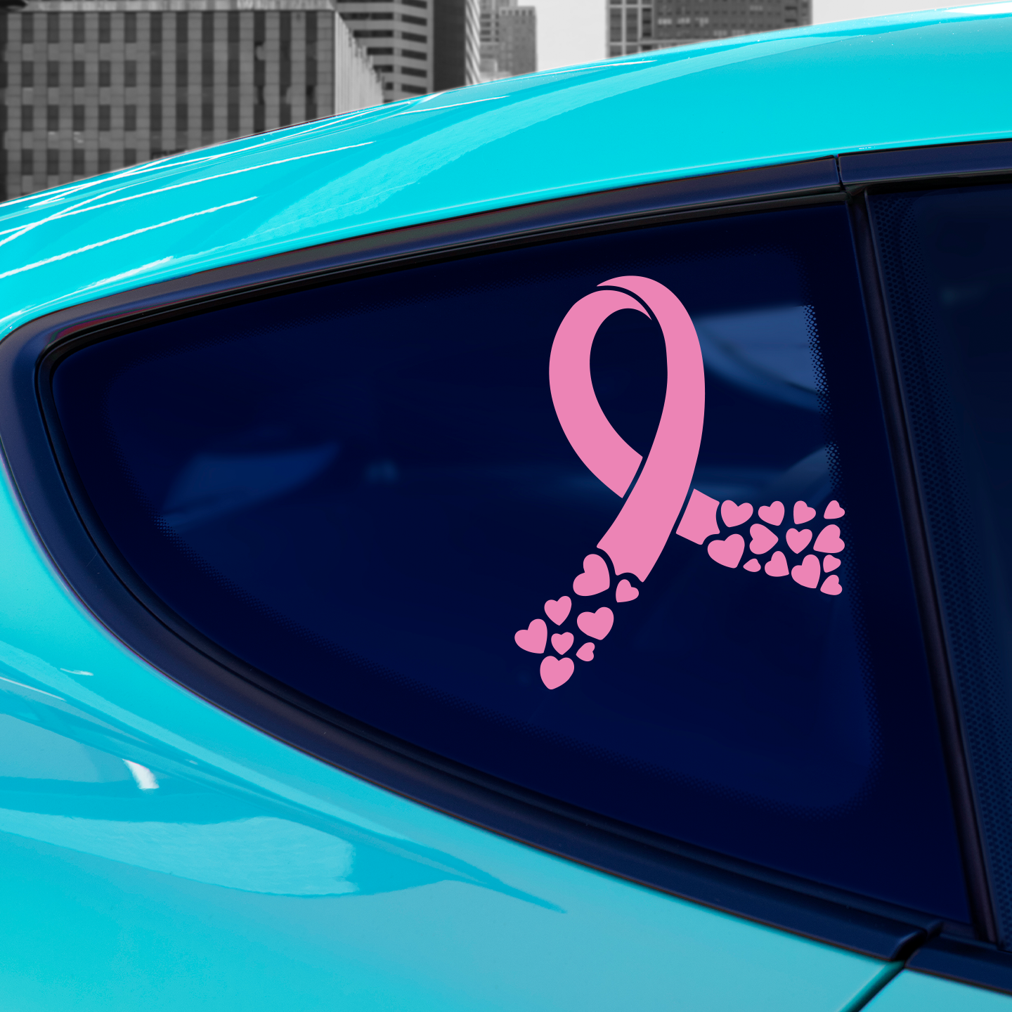 Cancer Ribbon Hearts Sticker