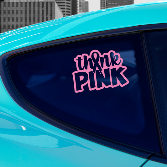 Cancer Ribbon Think Pink Sticker