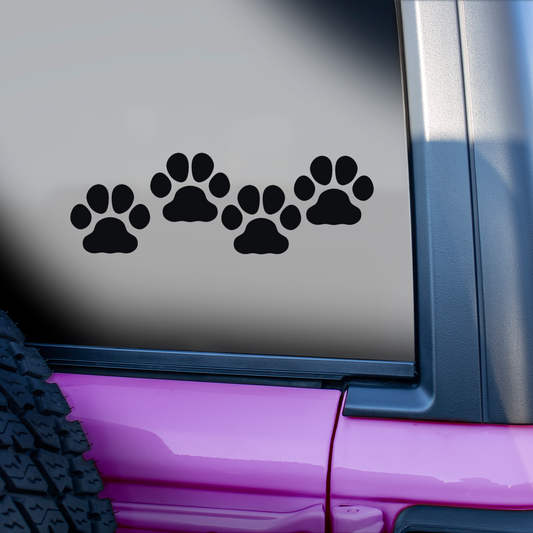 Matt Black Paw Print Stickers
