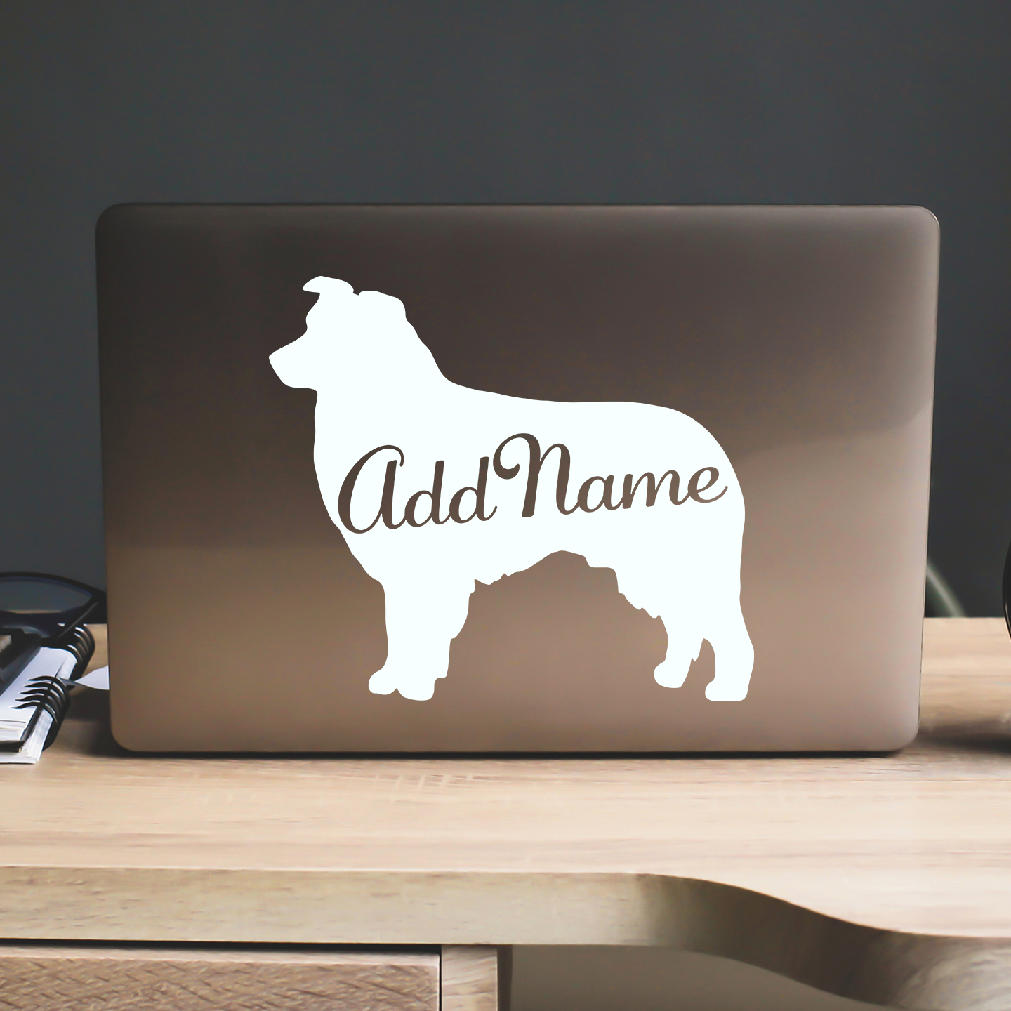 Australian Shepherd Silhouette With Name Sticker