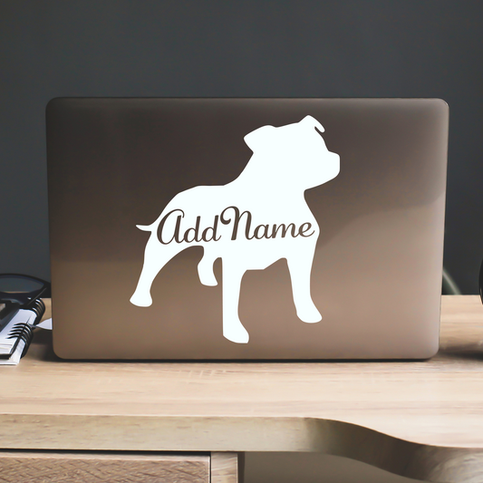 Staffordshire Bull Terrier Silhouette With Name Sticker