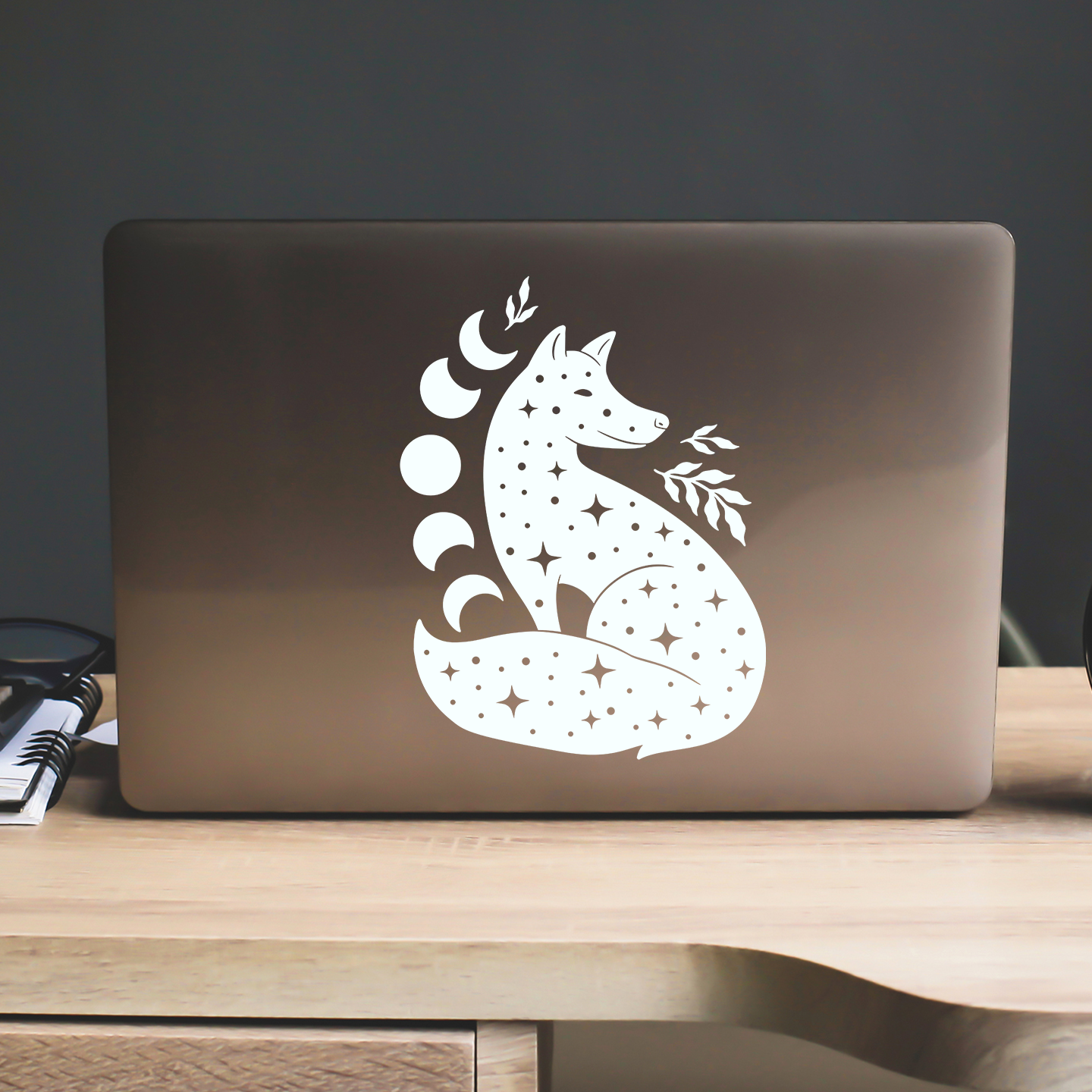 Moon Phases Fox Sticker