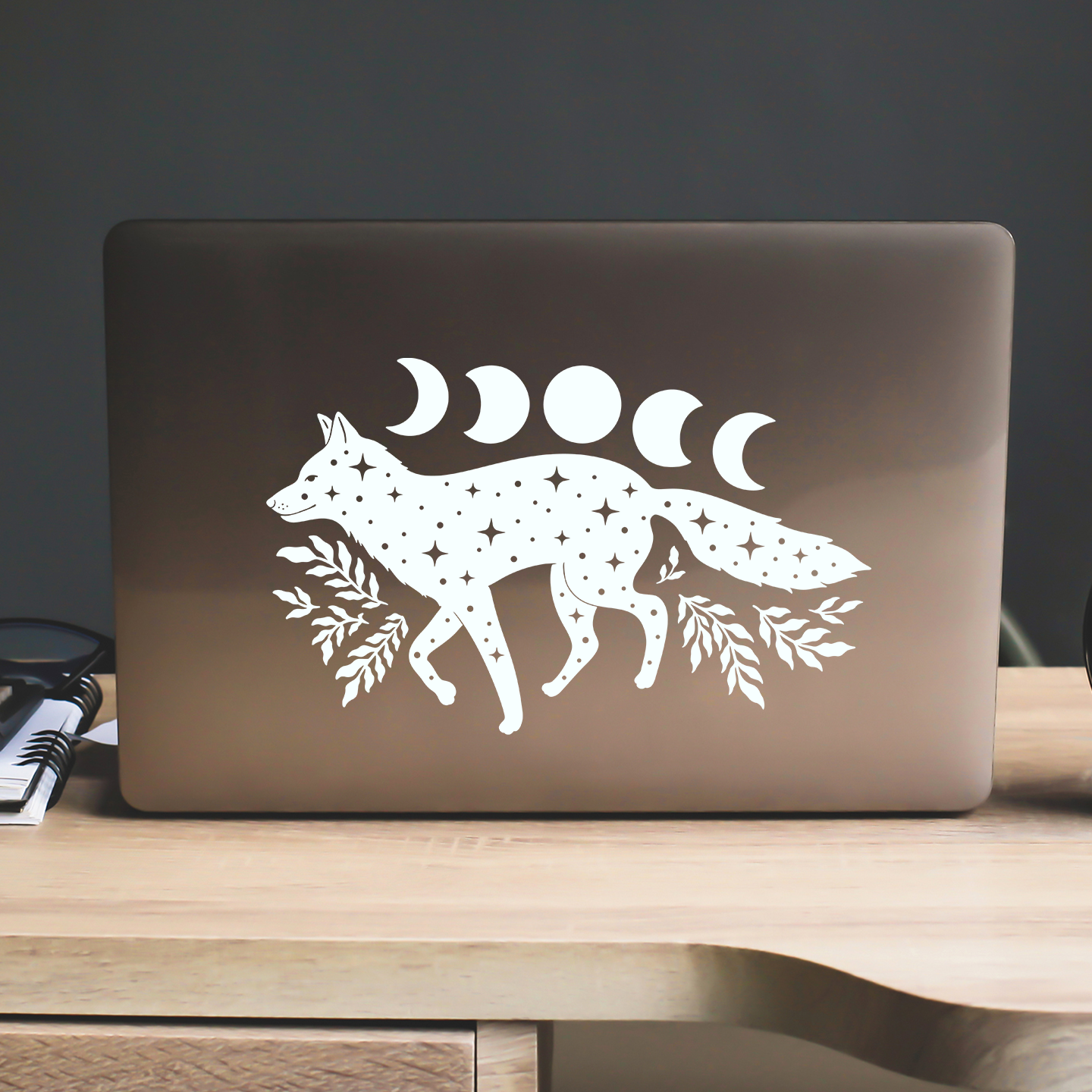 Moon Phases Fox Sticker