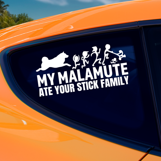 My Alaskan Malamute Ate Your Stick Family Sticker