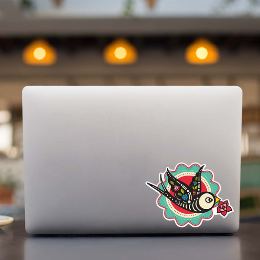 Sugar Skull Swallow Sticker