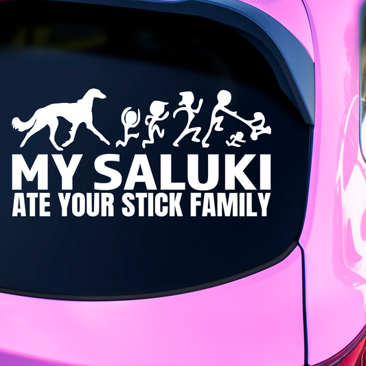 My Saluki Ate Your Stick Family Sticker