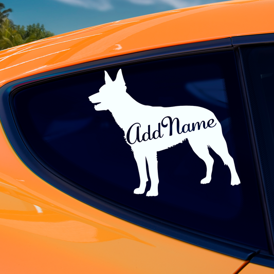 Kelpie Silhouette With Name Sticker