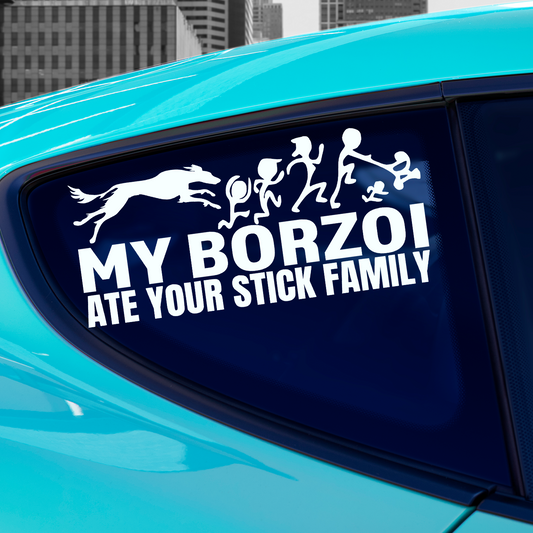 My Borzoi Ate Your Stick Family Sticker