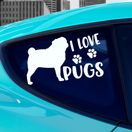 I Love Pugs Sticker
