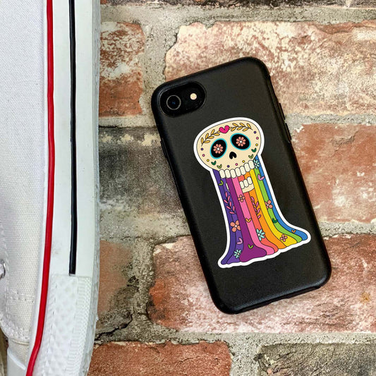 Sugar Skull Vomiting Rainbow Sticker