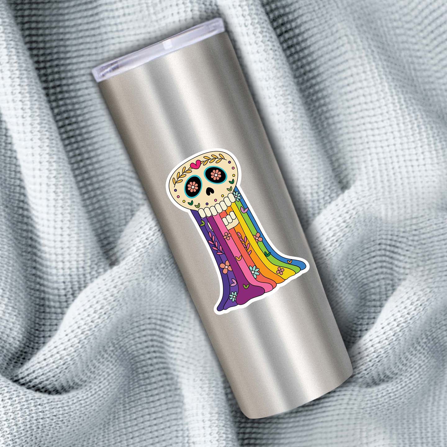 Sugar Skull Vomiting Rainbow Sticker