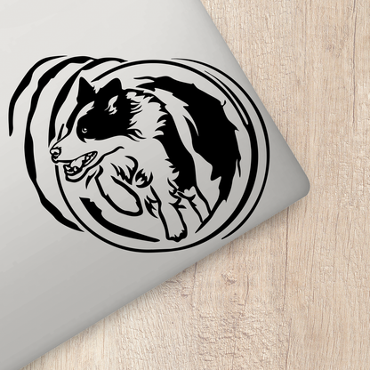 Border Collie In Agility Tunnel Sticker