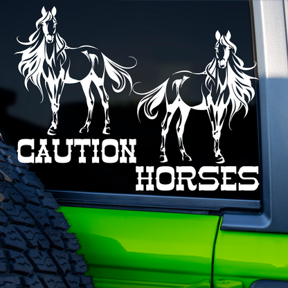 Caution Horses Stickers