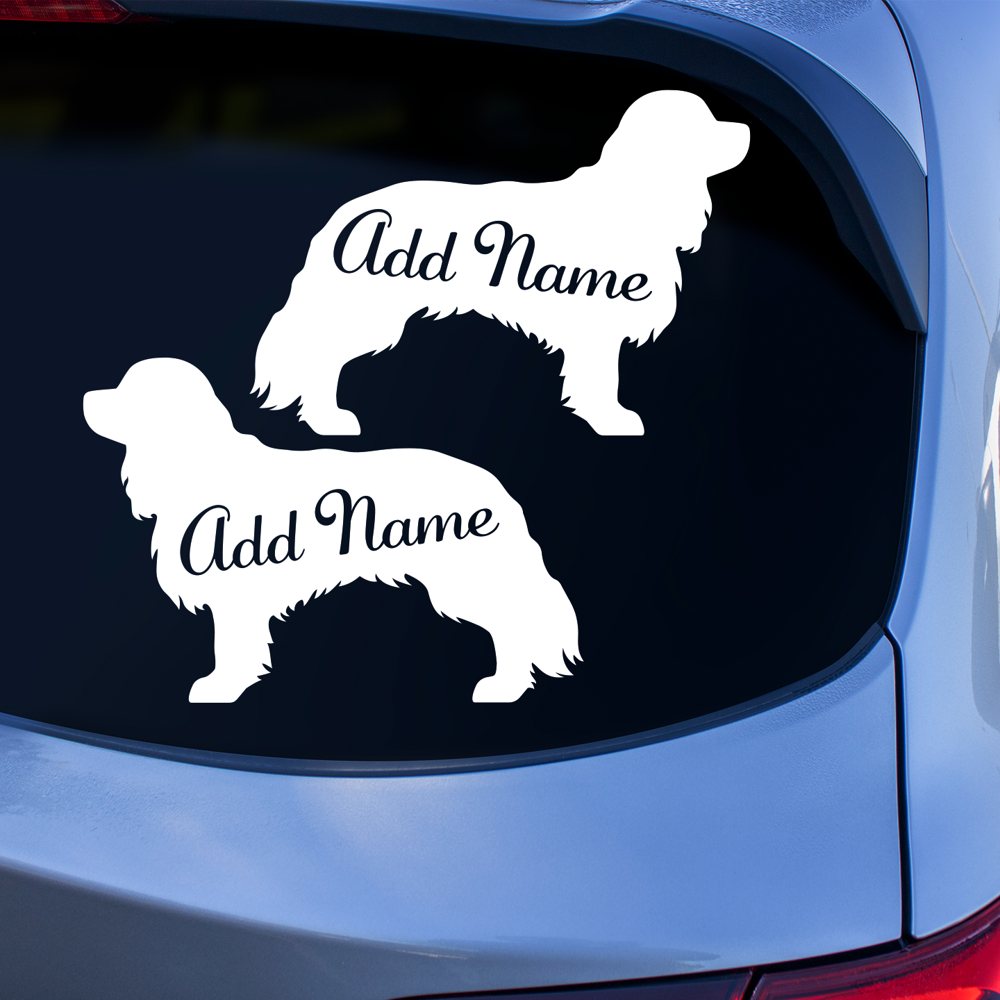 Cavalier Spaniel Silhouette With Names Stickers