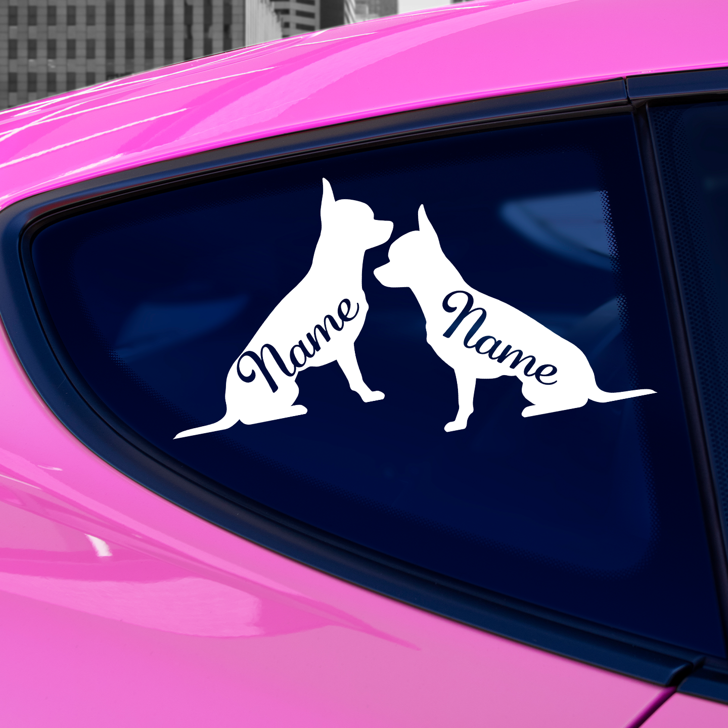 Chihuahua Silhouette With Name Stickers