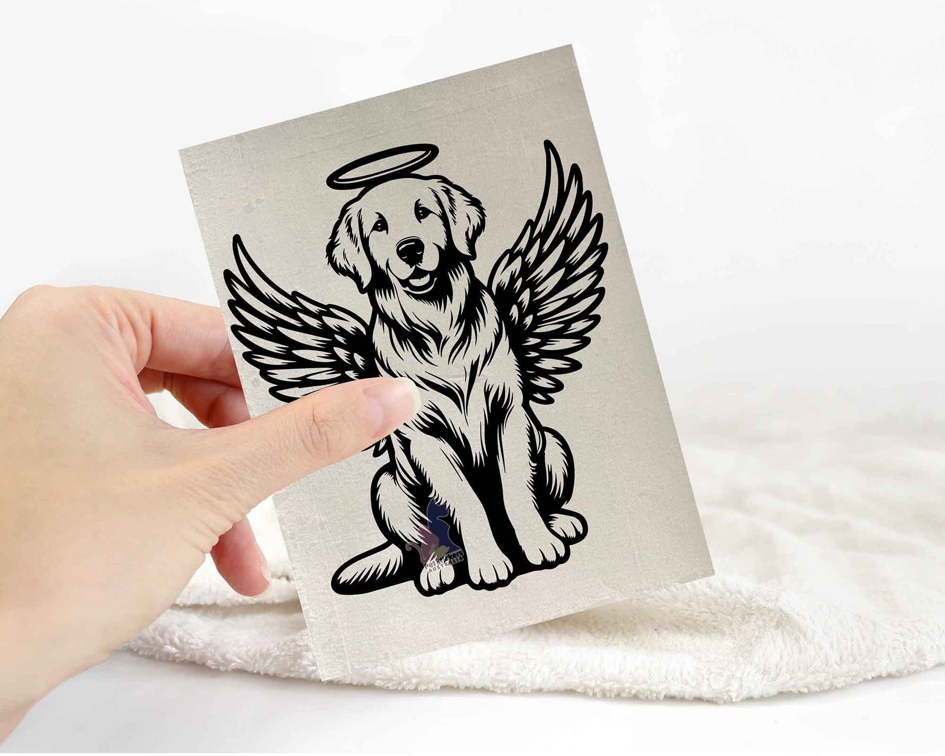 Golden Retriever Angel Wings Halo Sticker