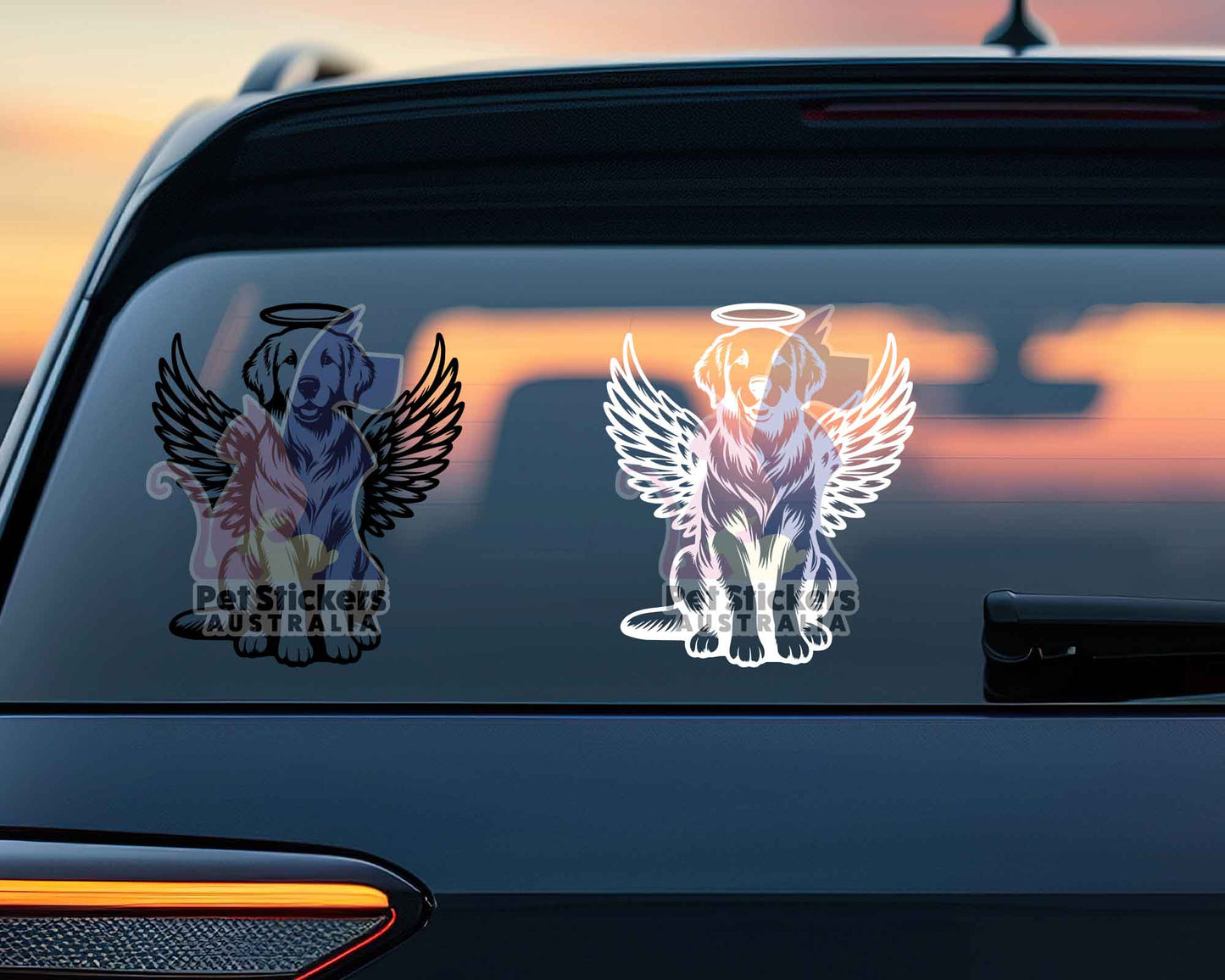 Golden Retriever Angel Wings Halo Sticker