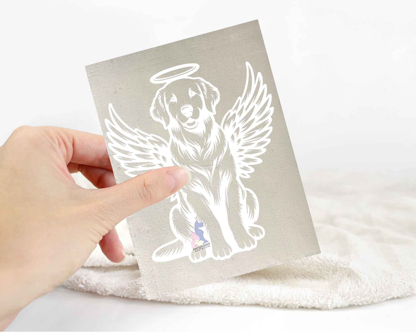 Golden Retriever Angel Wings Halo Sticker