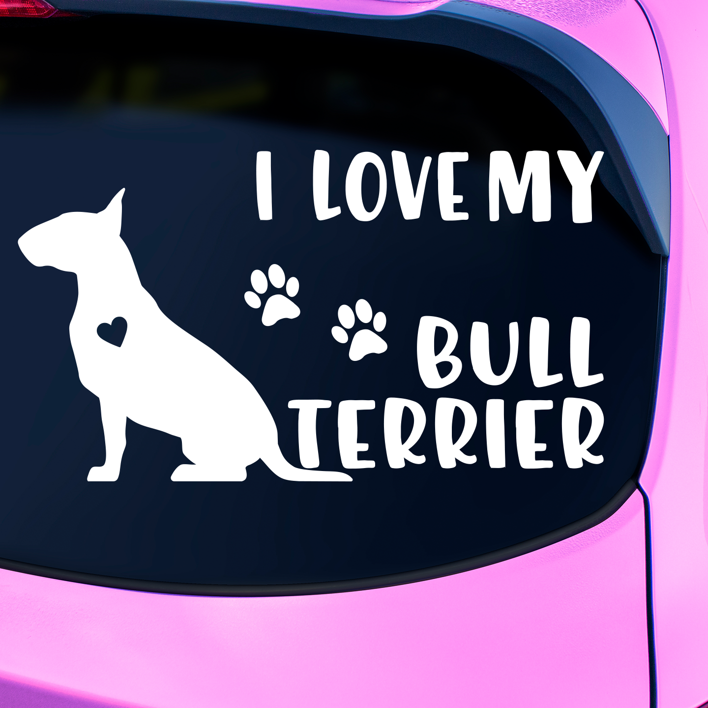 I Love My Bull Terrier Sticker