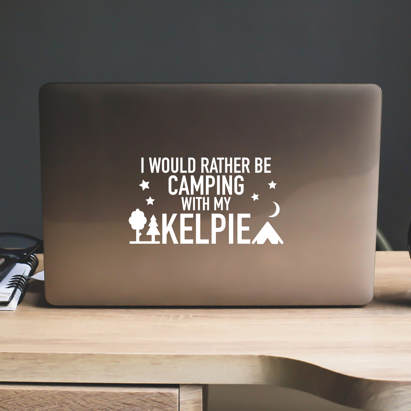 Camping With My Kelpie Sticker