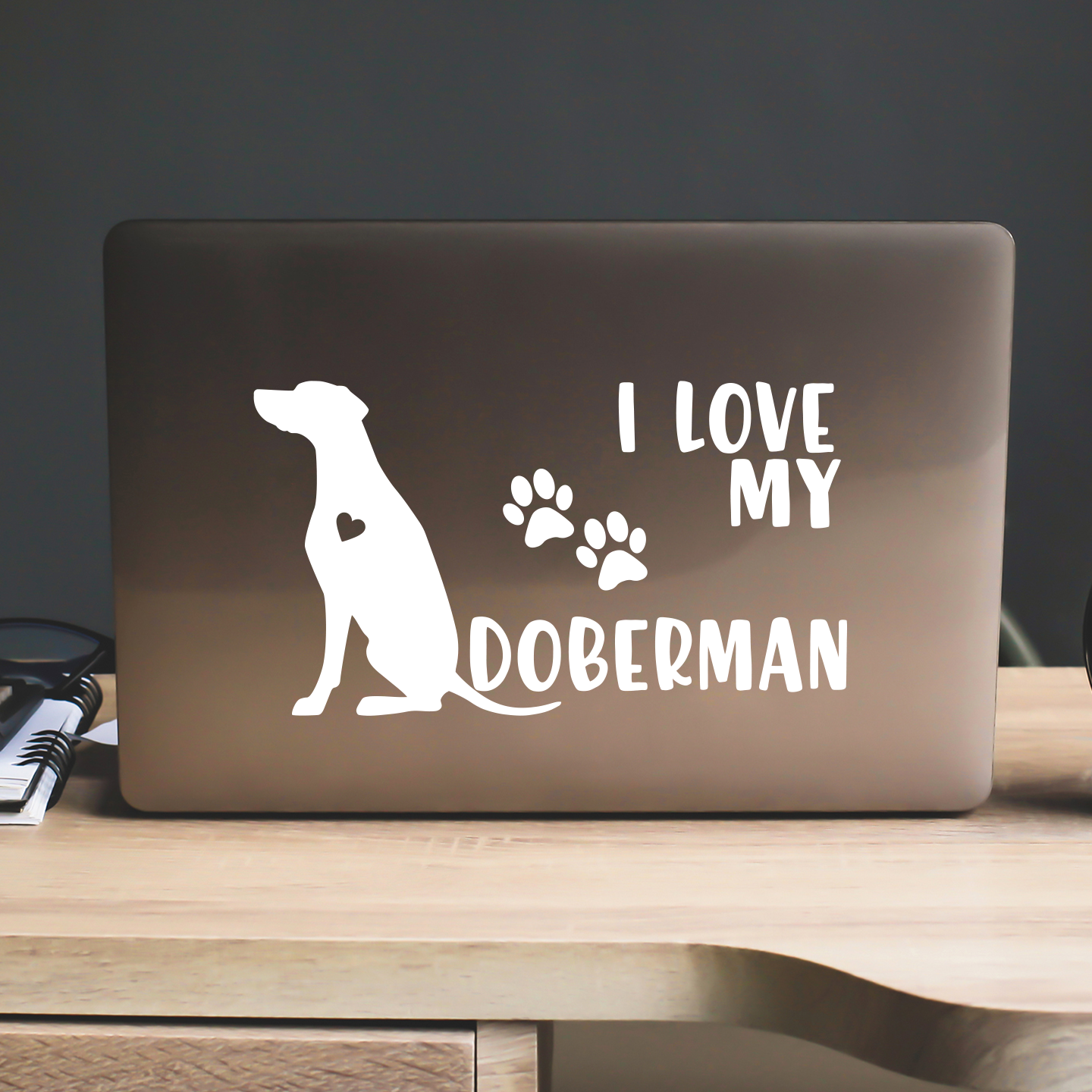 I Love My Doberman Sticker