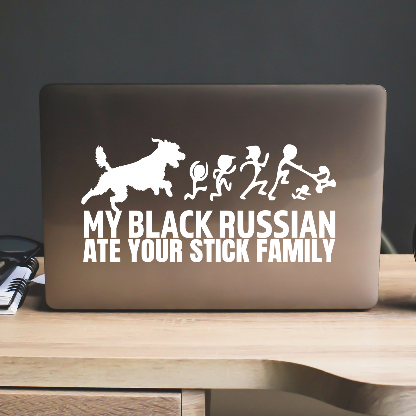 My Black Russian Terrier Ate Your Stick Family Sticker