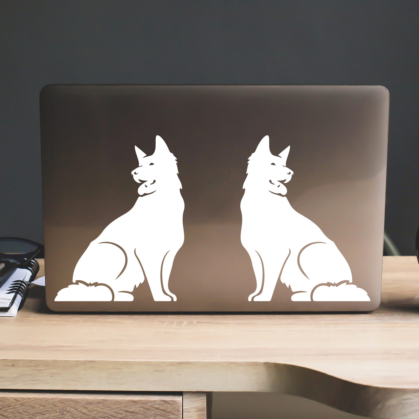 White Swiss Shepherd Silhouette Stickers