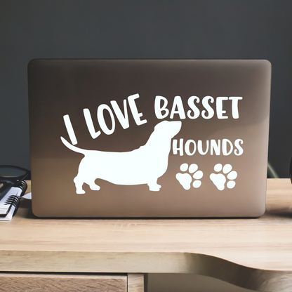 I Love Basset Hounds Sticker