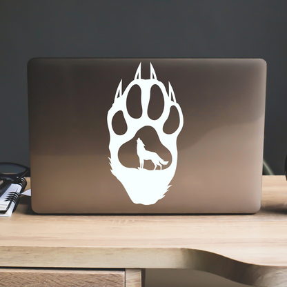 Wolf Howling Paw Print Sticker