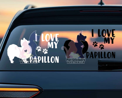 I Love My Papillon Sticker