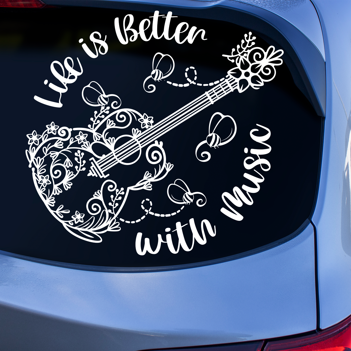 Floral Guitar Sticker | Western Stickers For Cars Australia – Pet ...