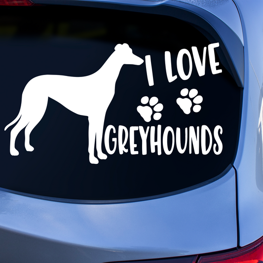 I Love Greyhounds Sticker