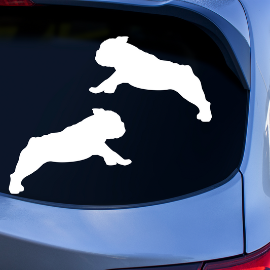 English Bulldog Silhouette Running Stickers