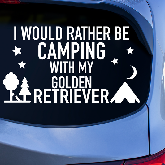 Camping With My Golden Retriever Sticker
