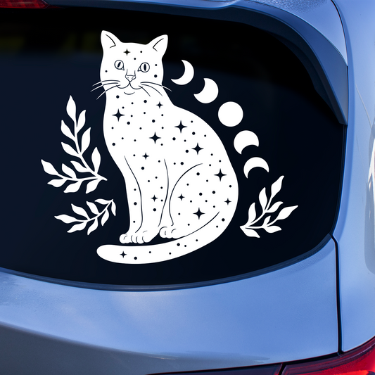 Moon Phases Cat Sticker