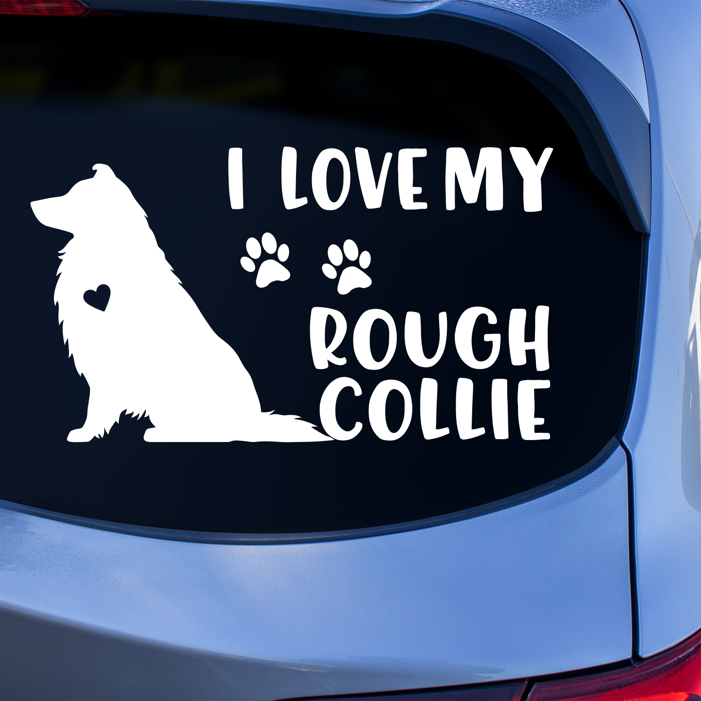 I Love My Rough Collie Sticker