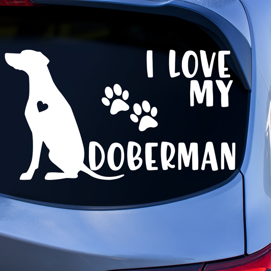 I Love My Doberman Sticker