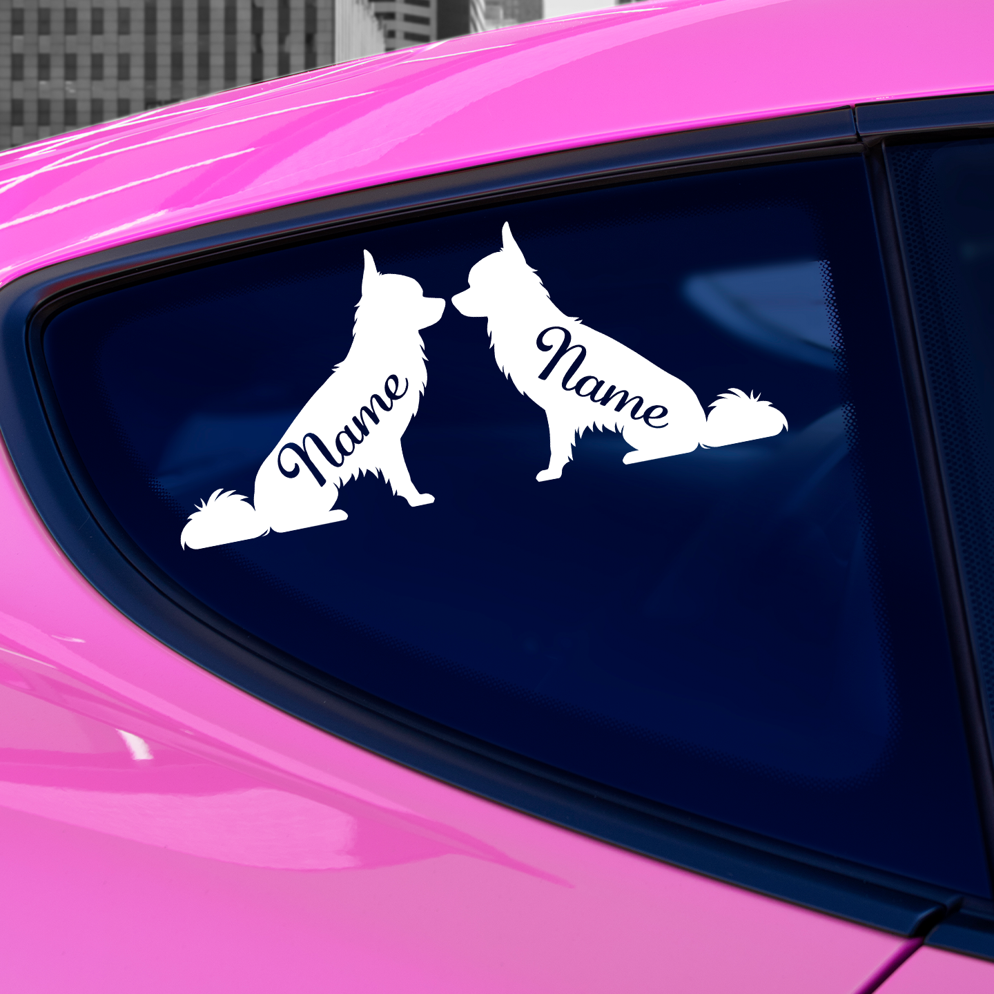 Chihuahua Silhouette With Name Stickers